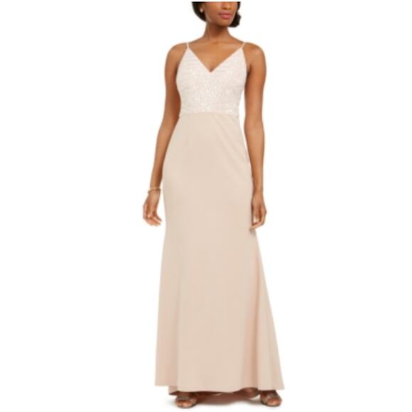 Vince Camuto Pink Sequined Evening Gown Size 10 Sleeveless V-Neck Formal Dress - Picture 10 of 11
